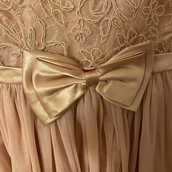 BONNIE JEAN 4T rose gold formal 3/4 sleeve ruffle lace sequin dress - Picture 4 of 10